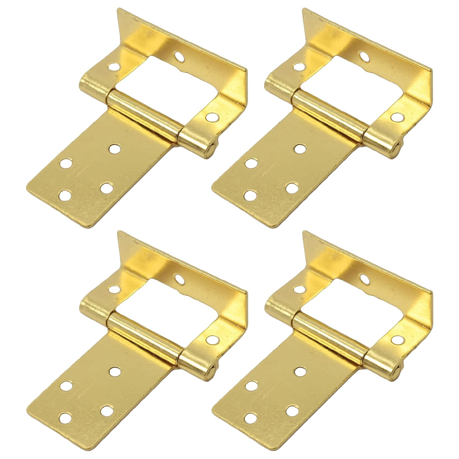 Large Brass Cranked 50mm / 2" Flush Hinges Door Cranked Flush Hinges Heavy Duty Crank Flush Hinges for Internal External Doors Cupboards Cabinets Dresser Wardrobes Pack of 4