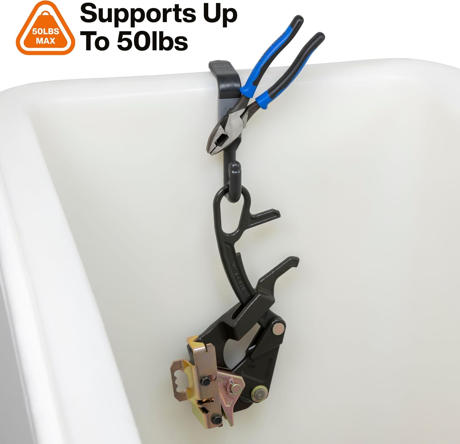 KLEIN TOOLS BC312M Magnetic 3-Inch S-Hook for Lineman Bucket, Bucket Work Center Compatible Hook with Impact-Resistant Nylon, Personalized Organization for Aerial Utility Workers, Tool-Free Setup