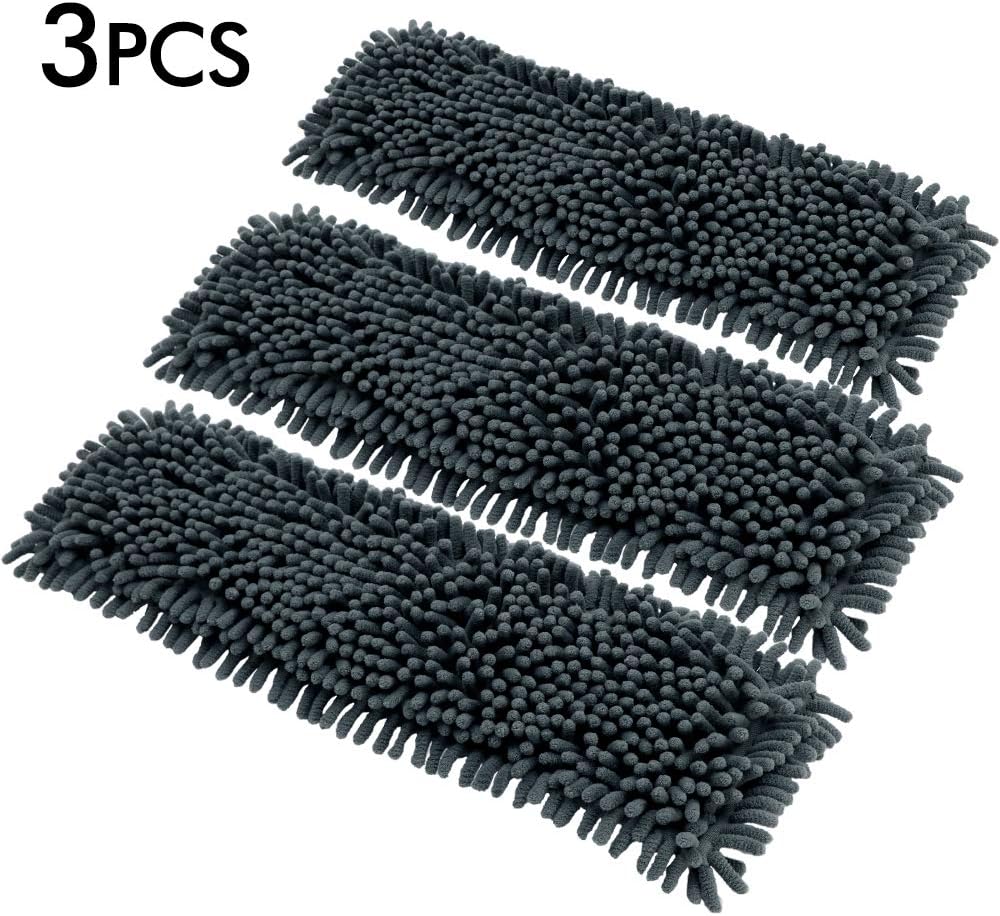 Masthome 3 Pack Microfiber Mop Pads, Chenille Dry Mop Pads Washable Reusable, Mop Replacement Heads Floor Cleaning Pads, Compatible with Microfiber Floor Mop ASIN B07RM1WL6S, B076HNC5D1