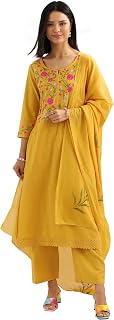 Libas Yoke Design Cotton Straight Kurta With Trouser and Dupatta Price In India