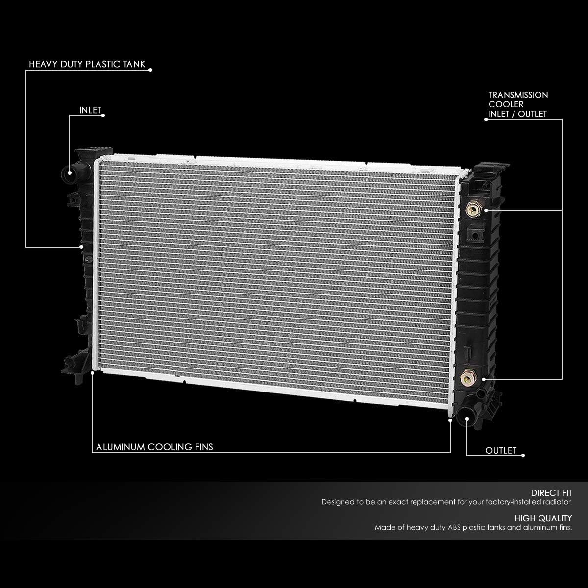 DNA Motoring OEM-RA-2258 OE Style 1-Row Aluminum Core Radiator DPI 2258 Compatible with 04-07 Freestar/Monterey, 29-7/8" W X 16-13/16" H X 1" D, 1-9/16" Inlet / 1-9/16" Outlet