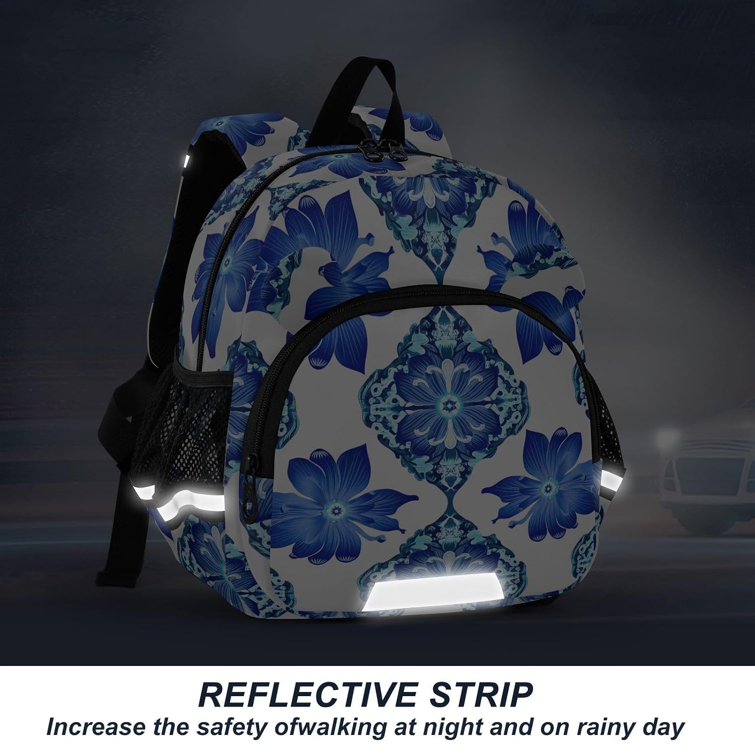 Floral Tile Ornament Toddler Harness Backpack for Boys Girls 3-6 Years Kids Backpack with Anti Lost Safety Leash Baby Harness Bookbag for Preschool Walking Travel