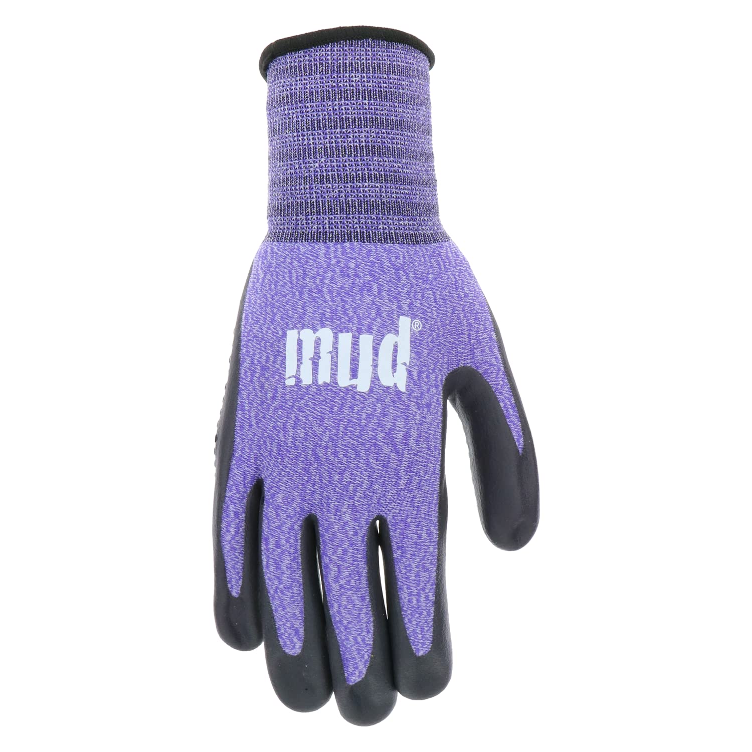 MUD Grip - Guantes de jardinería de palma de nitrilo sin costuras para mujer, resistentes al agua, excelente agarre, alta destreza, resistentes a la abrasión, mediano/grande, violeta (MD31011V-WML)