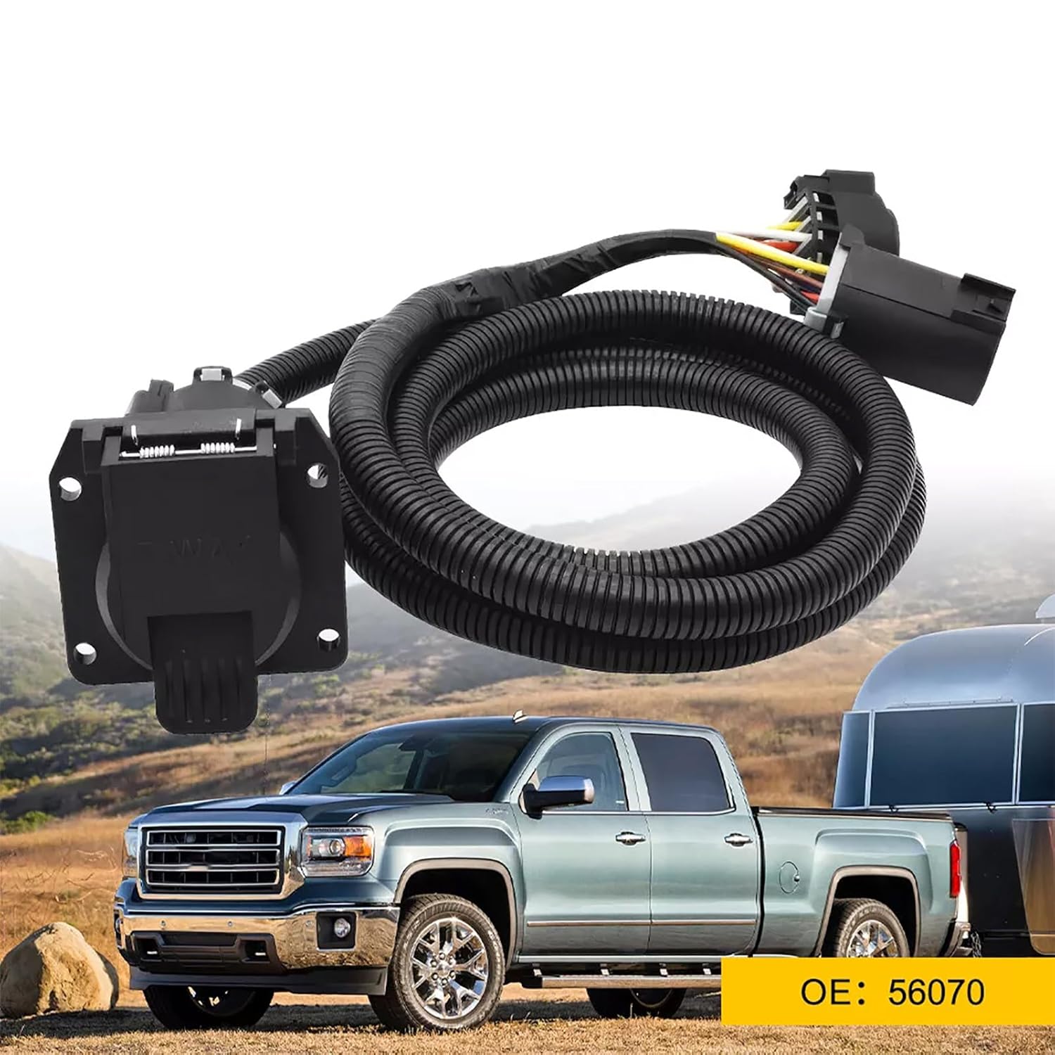Truck Bed 7-Pin Trailer Wiring Harness Extension for 1500/2500/3500 Replaces 56070 Accessories Trailer Wiring Harness