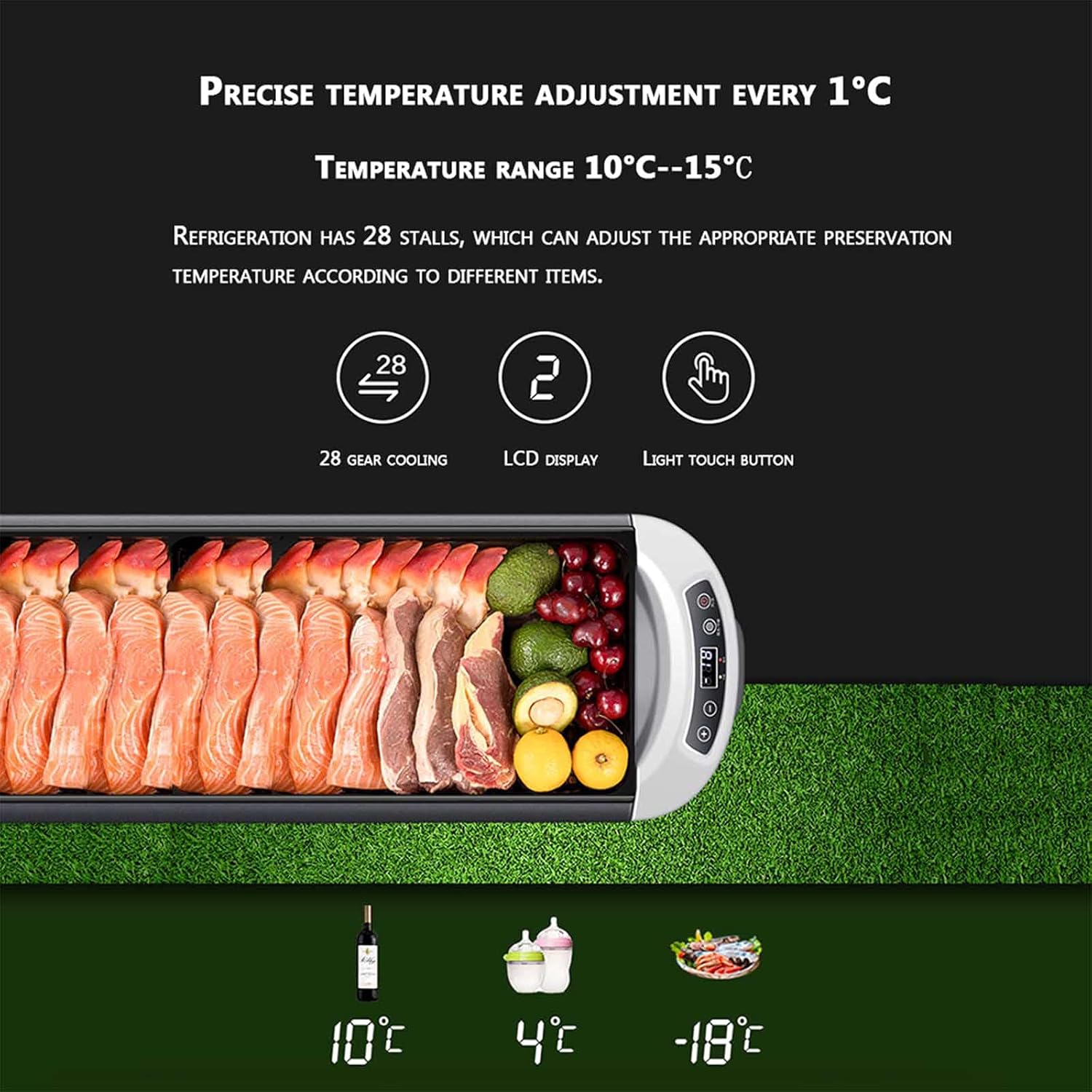 HELOU Portable Refrigerator Freezer Car Freezer Refrigerator 18L (-18℃~10℃) with 12/24V/Home Portable Car Fridge Fits for Truck, RV, Boat, Camping,Travel and Gift
