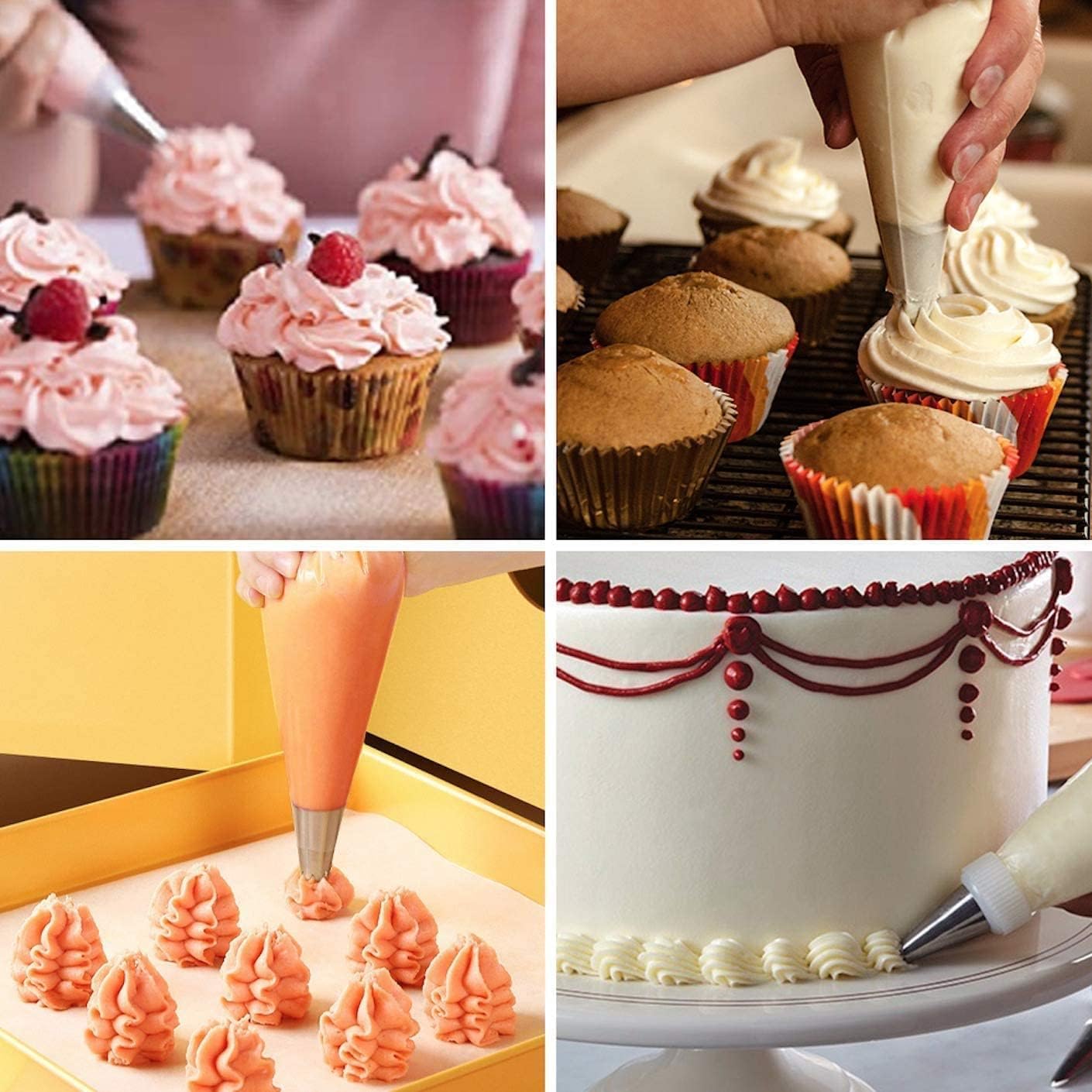 BeeSpring Piping Bags Disposable - Anti Burst Pastry Bags 12 Inch, 50 Pcs Thickened Non-slip Icing Bags for Cream Frosting Cookie, Cake Decorating Supplies(Clear)