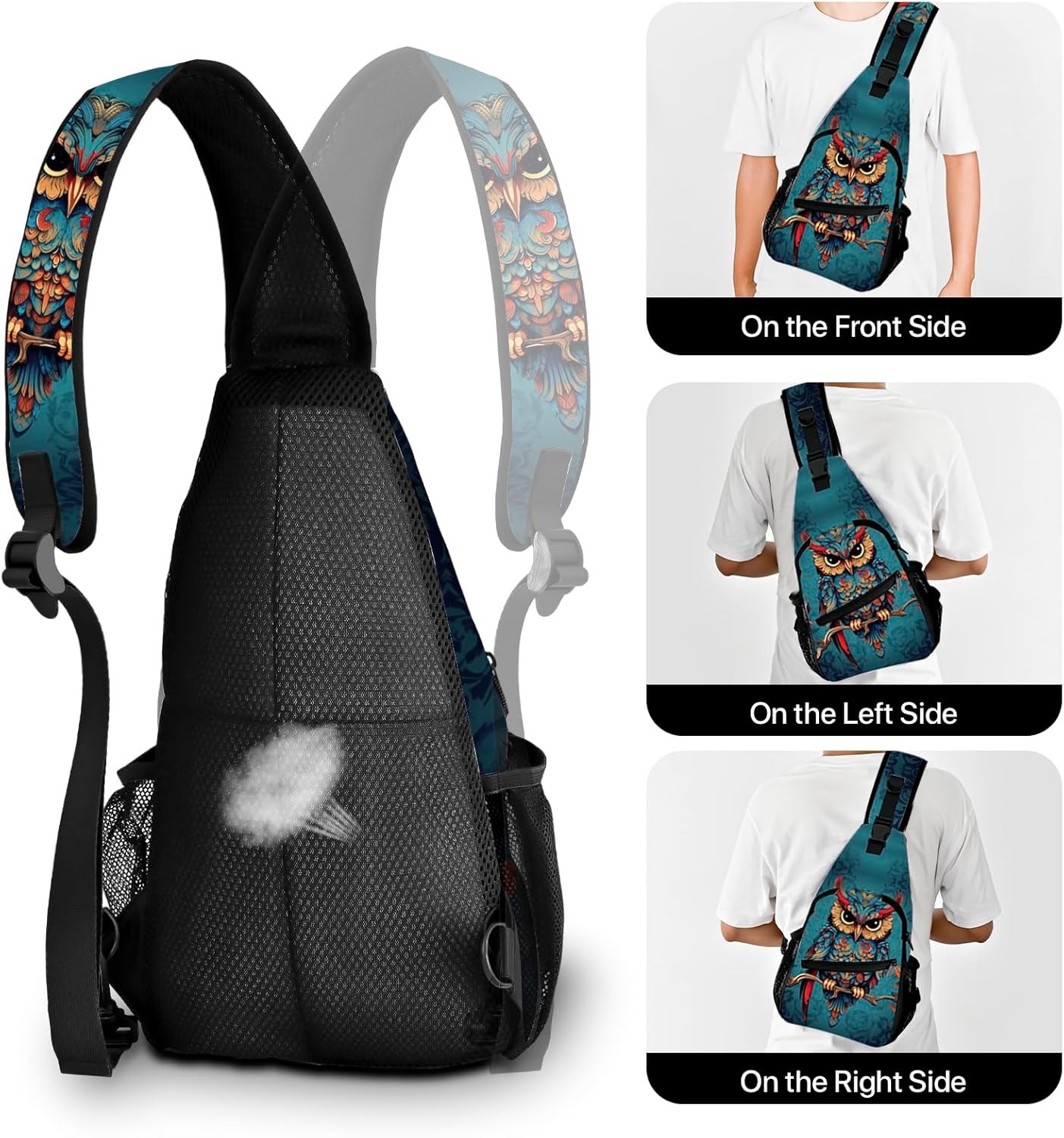 Owl Sling Bag Travel Sling Backpack Lightweight Casual Daypack Women Chest Bags for Outdoor Sport Climbing Runners - Image 5