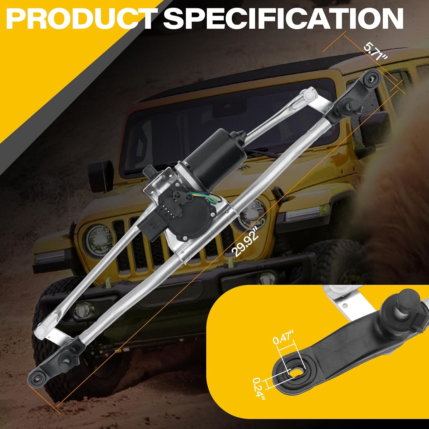 55077859AB Front Windshield Wiper Motor and Linkage Assembly Fit for 2007-2018 Jeep Wrangler Windshield Wiper Linkage Replace# 55077859AD, 55077859AC