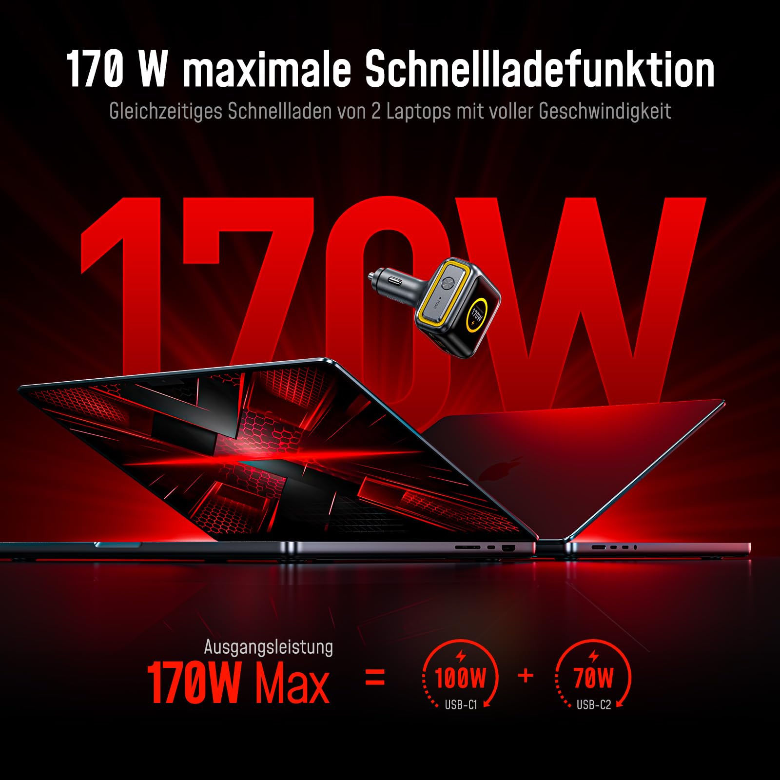 USB-C Kfz-Ladegerät mit Display, AOHI 140W PD3.1 Auto Schnellladeadapter, SUPERAUTO 3-Port Typ-C/USB A 24/12V Zigarettenanzünder Adapter für iPhone 17/16/15, Galaxy S25, MacBook Pro/Air, iPad, AirPods