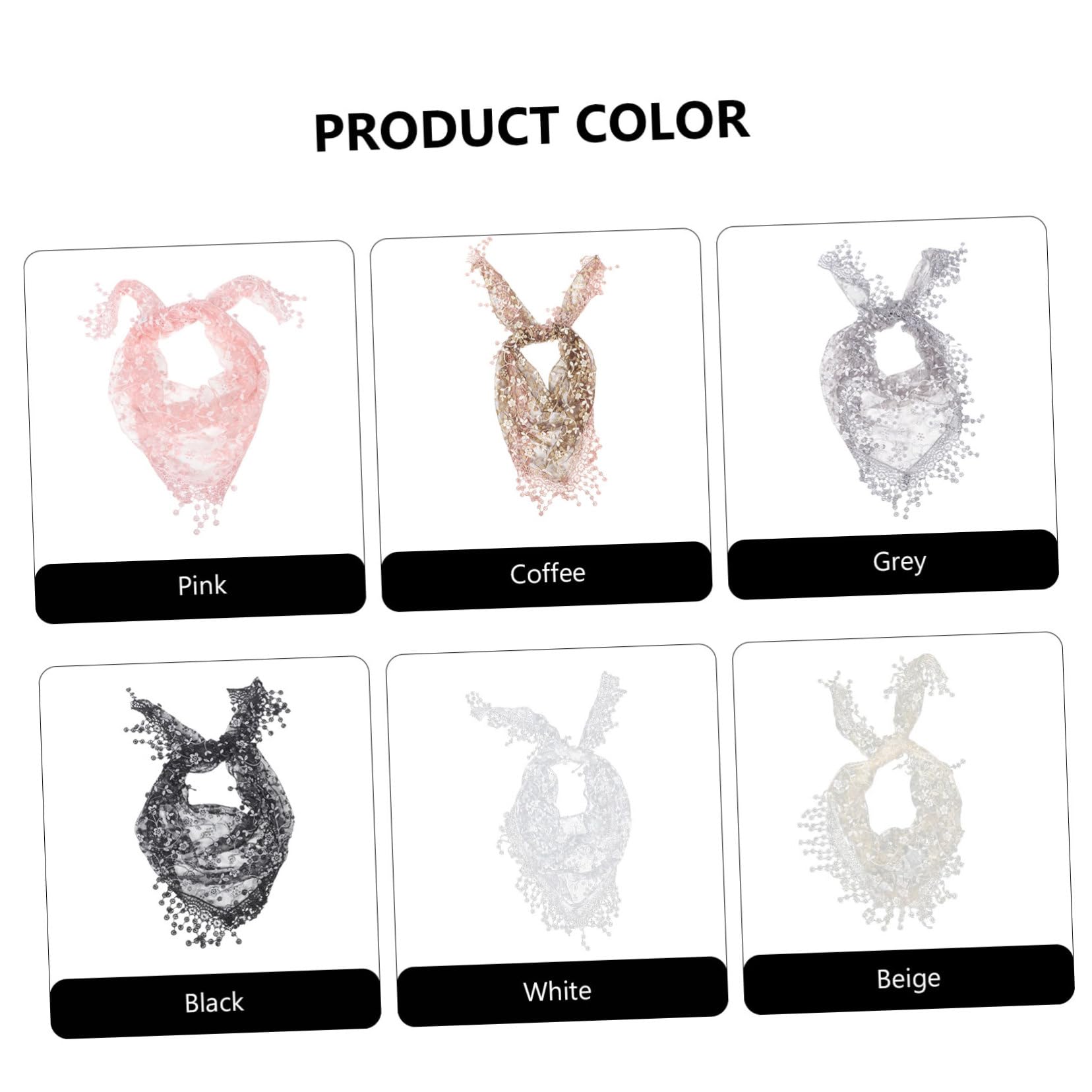 SHERCHPRY Velo Mantilla para Niñas 6 Piezas Triangular de Poliéster Blanco | Misa Católica, Encaje Triangular, Acabado en Blanco, Pack de 6 Unidades