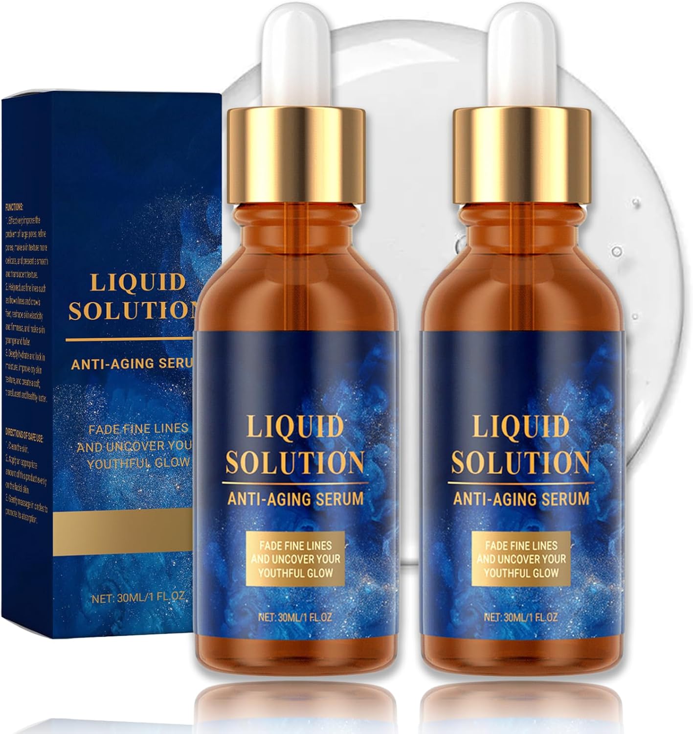 Olavitas Liquid Solution, Anti Aging Facial Serum, Liquid Wrinkle Reduction to Reduce Fine Lines and Wrinkles, Firming & Hydrating Even Skin Tone for All Skin Types, 2Pcs