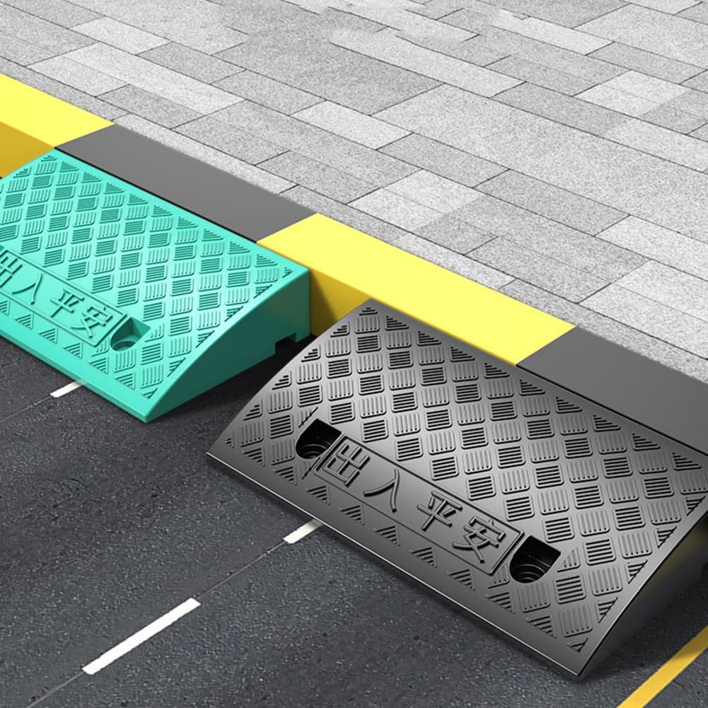 Rampa Portátil Ligera para Bordillo, Rampa de Plástico para Umbral de Puertas, 14 cm de Altura de Elevación para Silla de Ruedas, Garaje, Camión, Scooter, Bicicleta.(Yellow)