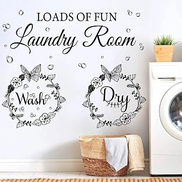 Laundry Room Wall Stickers - Today Naked Tomorrow Wash Dry Bubble Vinyl Decals Quote Art Stickers for Home