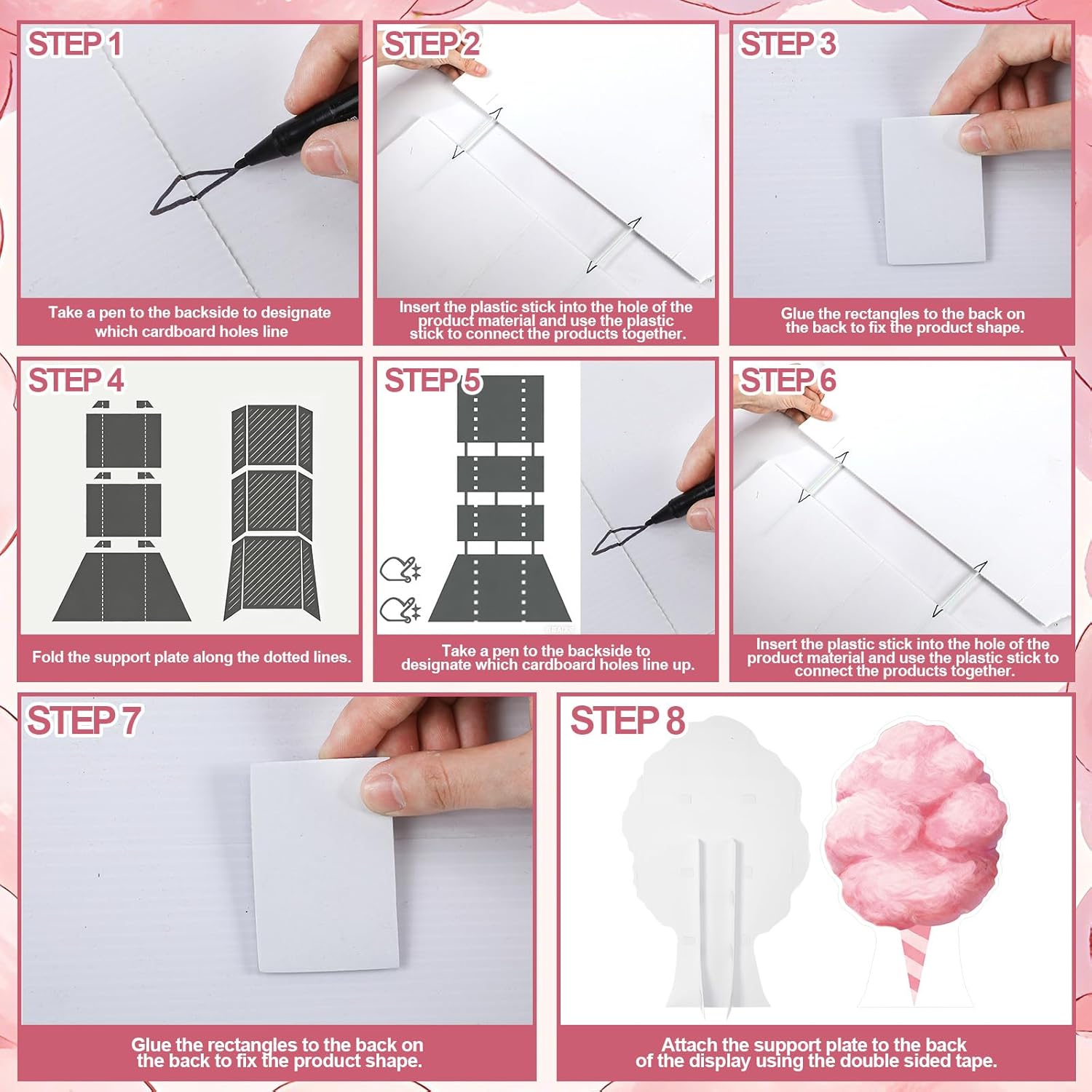 Thyle 5 Ft/ 60 Inches Large Cotton Candy Cardboard Cutout Standup Life Size Cotton Party Decoration Photo Props Backdrop Standup for Summer Birthday Carnival Candy Party Supply