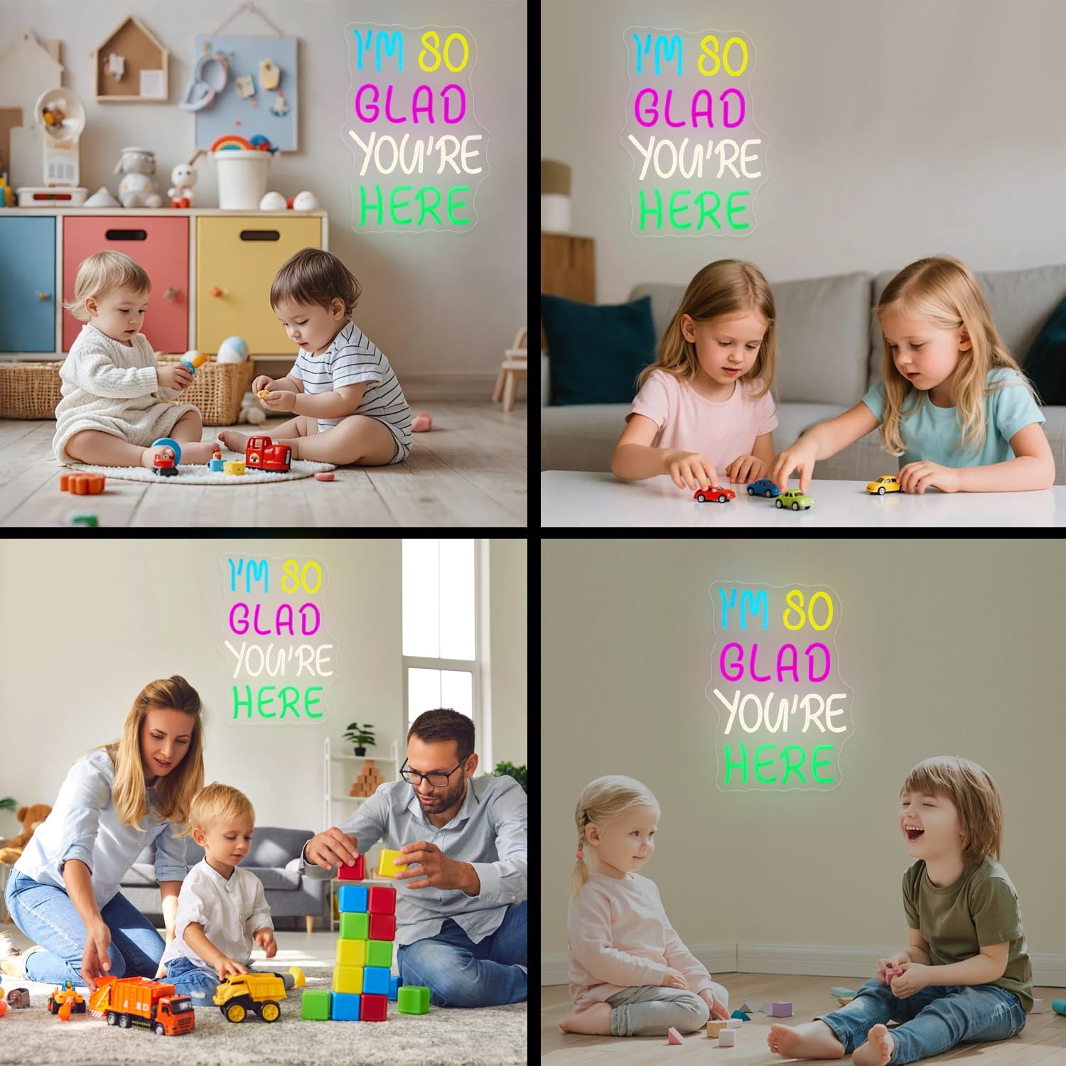 I’m So Glad You’re Here Neon Sign Dimmable USB Powered Home Led Neon Sign For Kids Room Welcome for Classroom Neon Light Up Sign School Opening Ceremony Decorations Gifts 14.8''×10.6''