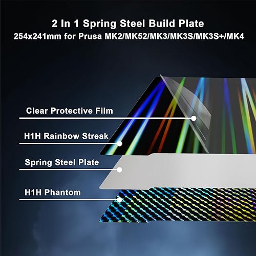 Miniatura 9 de IdeaFormer - Placa de construcción PEI PET texturizada de doble cara para Prusa i3 MK2 MK2.5 MK3 MK3S MK4, hoja de acero flexible de resorte PET PEI