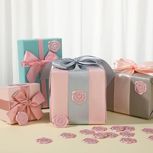 Miniatura 7 de Dianelhall Calcomanías de sello de cera en relieve de corazón para boda, matrimonio, compromiso, tarjeta de invitación, baby shower (30 piezas), rosa