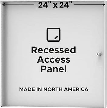 Best 24 x 24 Recessed Access Panel Without Flange, 5/8 Drywall Recess Access Door, 16-Gauge Cold Rolled Steel Drywall Panel with Piano Hinge for Walls & Ceilings, Seamless Finish, BA-RAD-FBA