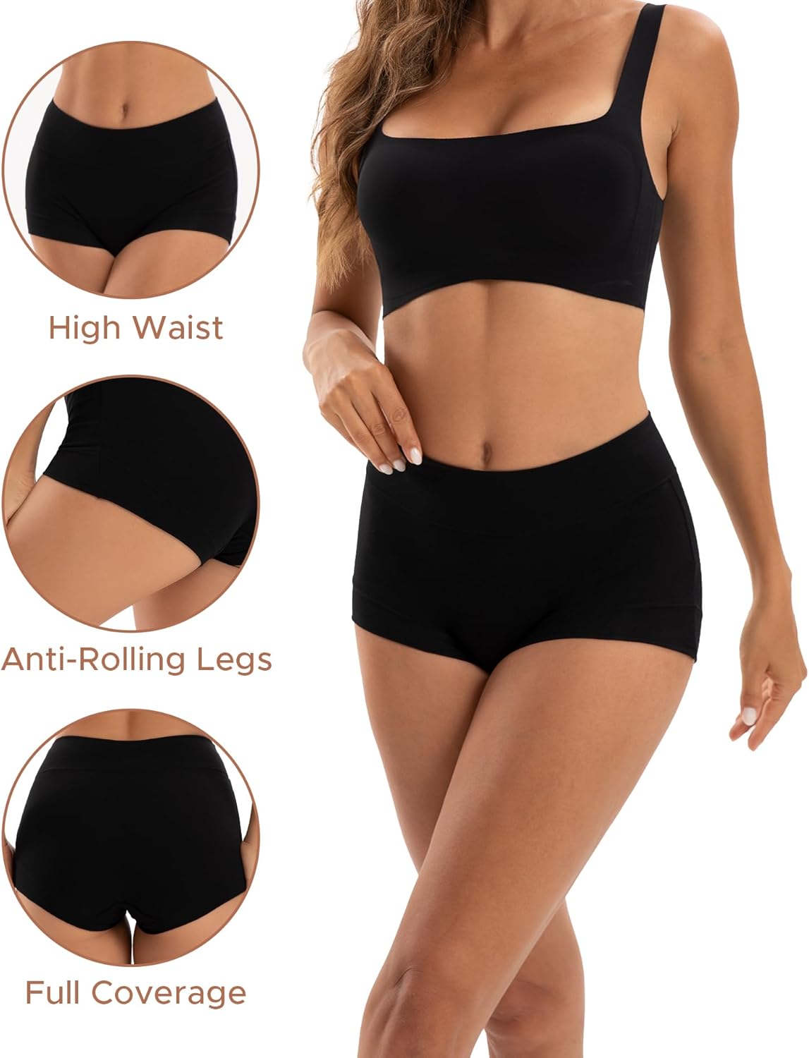 INNERSY Women's Cotton Boyshorts Underwear Soft Moisture Wicking Boxer Briefs 4-Pack - Image 3