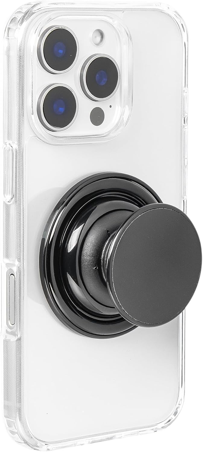 FAB POPS Magnetic Cell Phone Grip, Expanding Landscape Kickstand, Snap-On Magnetic Attachment, Universal Adhesive Adapter Ring Included, Removable for Wireless Charging, Smartphones & Mini Tablets