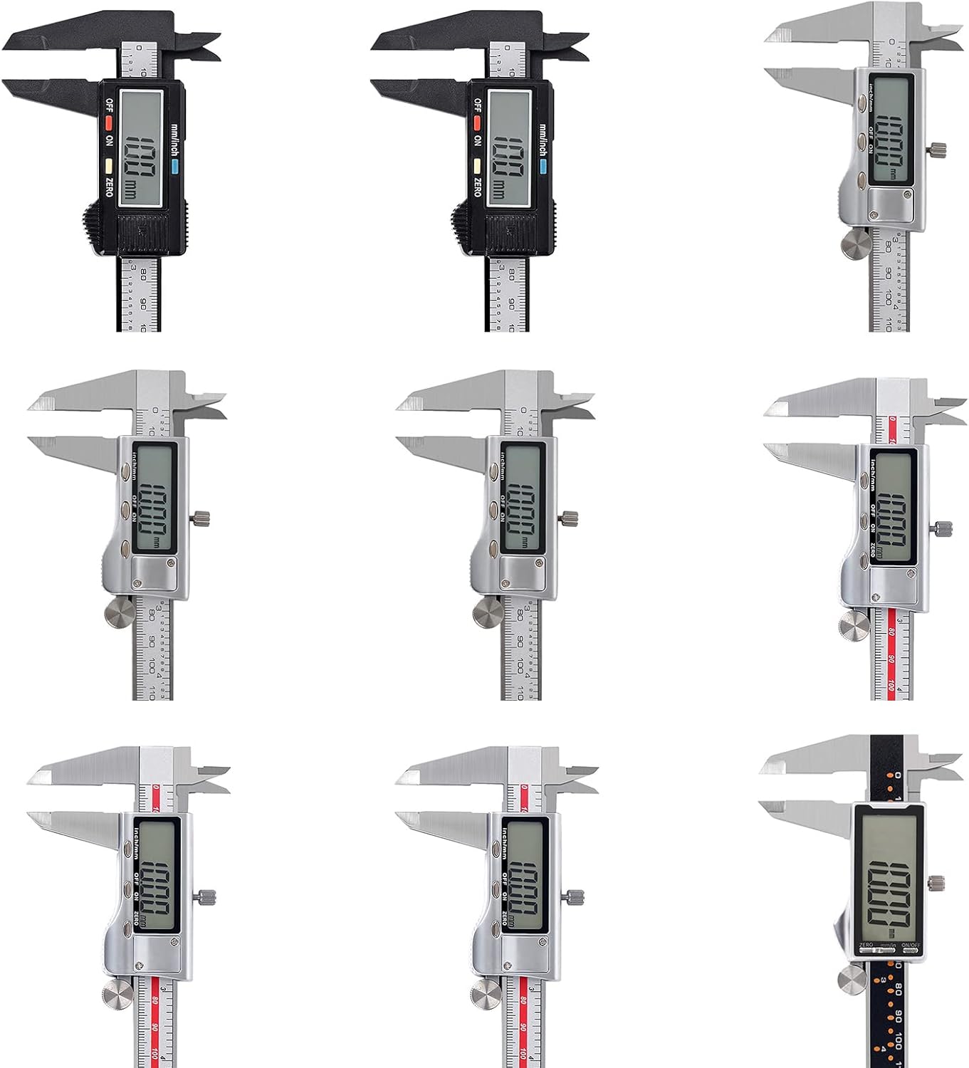 電子デジタルキャリパーカーボンファイバー/亜鉛合金測定ツールインチ/メトリック変換LCDキャリパー測定ツールインチ/メトリックキャリ