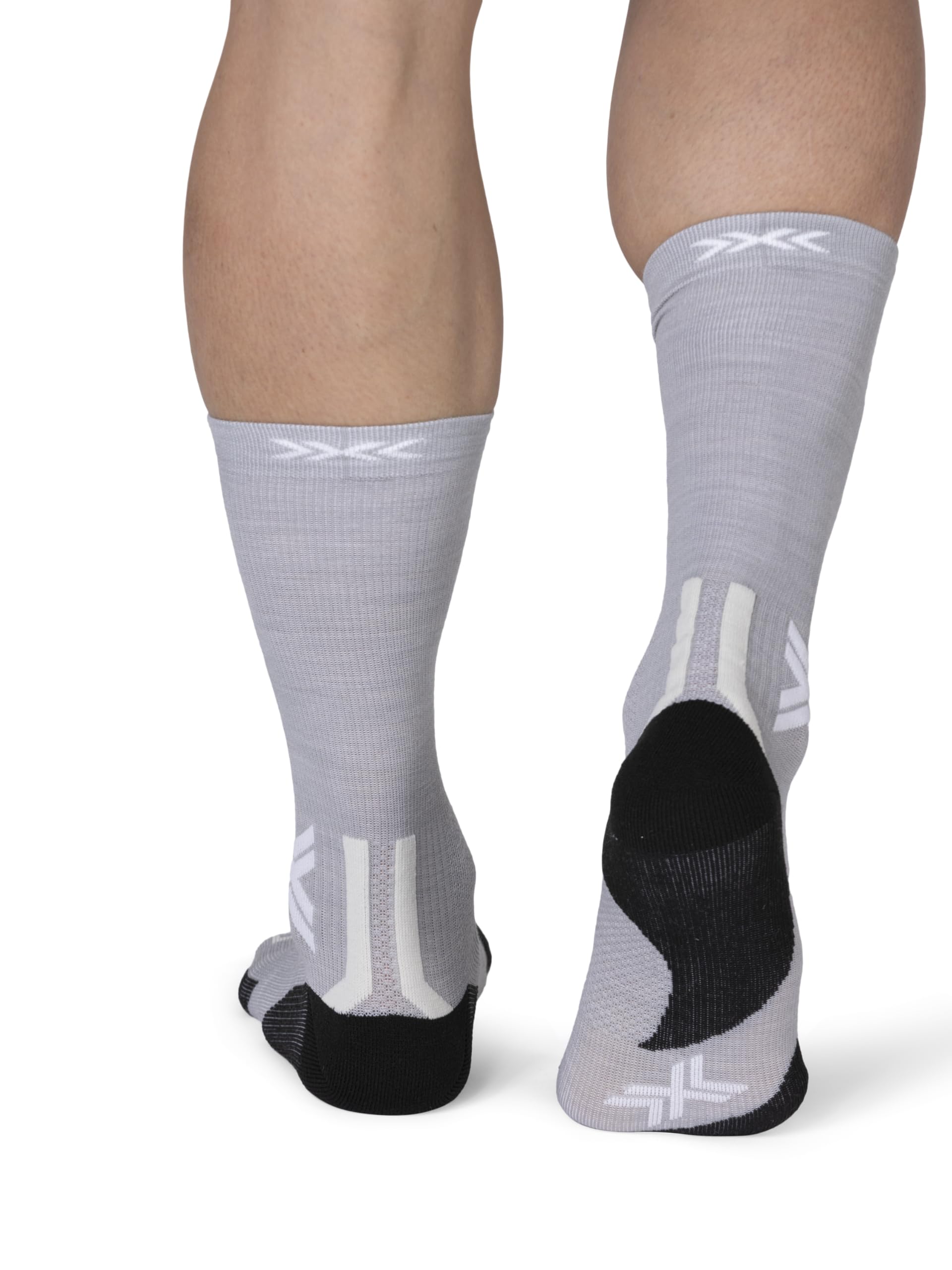 X-Socks Run Discover Merino Crew Winterlaufsocken - Verbesserter Komfort und Leistung mit Air-Conditioning Channel Technologie für optimale Luftzirkulation - Seal Grau/Hell Sand, 35-38