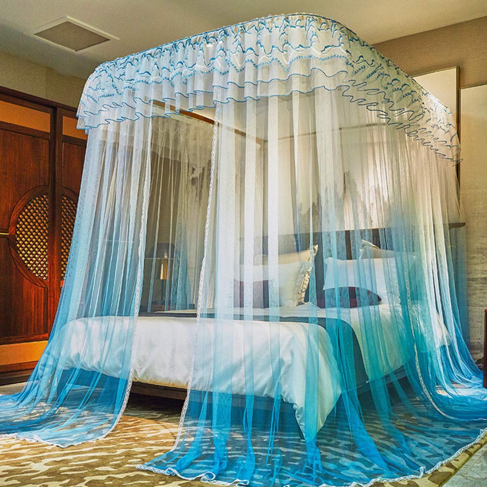 Bling Luxury Bed Canopy,lace Mosquito Net,4 Corners Curtain Netting Canopy,princess Style Bedroom Decoration For Adults Girls,easy To Install-e 150x200cm(59x79inch)