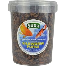 Supa Koi Silkworm Pupae, 1 Litre Bucket | A Highly Nutritious 100% Natural Protein Rich Treat Food for Koi and Other Pond Fish