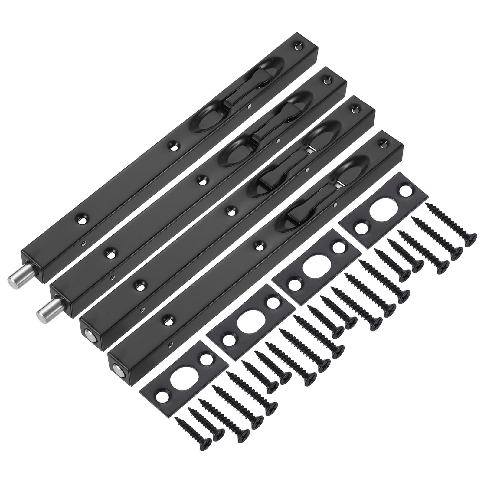 Verrou coulissant d'architecte noir 25,4 cm en acier inoxydable pour huisserie moderne
