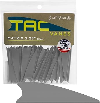 TAC Vanes 2.25" Matrix Shield Cut Vanes, Pack of 36, Vanes for Archery Bowhunting and Recreational Shooting