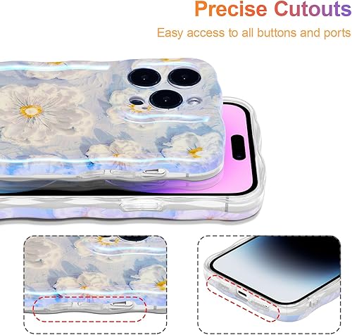 Miniatura 5 de EYZUTAK - Funda protectora de TPU para iPhone 12 Pro, estilo retro colorido, diseño láser brillante de pintura al óleo, estampado floral, borde