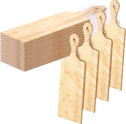 Patelai Juego de 12 Tablas de Cortar de Madera con Asas, Tablas de Cortar Grandes para Servir en la Cocina, Tablas de Cortar Simples a Granel,
