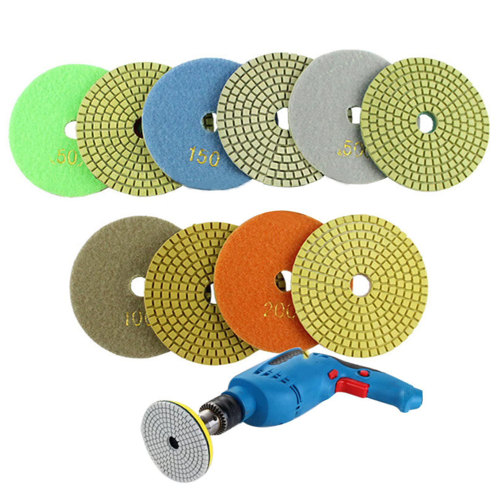 Set 12 Dischi Diamantati Per Lucidatura 100mm - Grana 50-3000 Per Granito, Marmo, Cemento E Ceramica - Foto 4