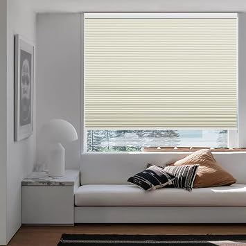 Changshade Size Customized Cellular Shades,Cordless Blackout Honeycomb Shade with The Diameter of 1.5 Inch Honeycombs for Office,Living Room,Bedroom,Thermal Insulated,Beige,CMC-CEL-BG-A