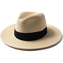 Panama Hat Sun Hats for Women Men Wide Brim Fedora Straw Beach Hat UV UPF 80+