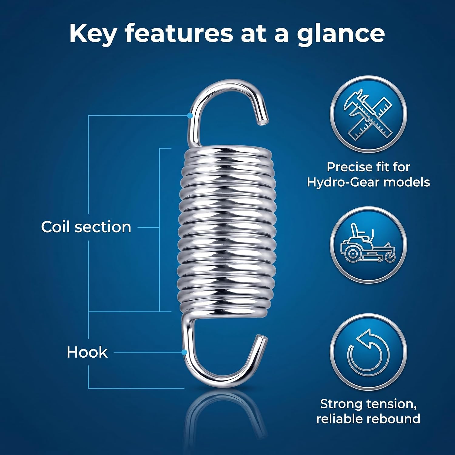 Lawn Mower Extension Spring 52401,for Hydro-Gear RZT 42/44/46/48/50/54/60, i1042, i1046, i1050, CC30,2 Pack