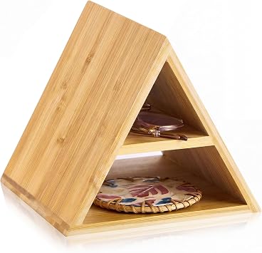 Menkxi Wooden Triangle Book Stand 7" x 7" x 6", Natural Color, Bamboo Wood