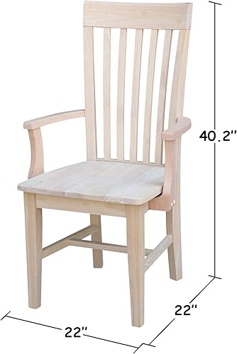 Miniatura 2 de IC International Concepts, Tall Mission Chair With Arms 40"H, Solid Parawood Dining Chairs, Box Seat Construction, Traditional Kitchen/Dining Room