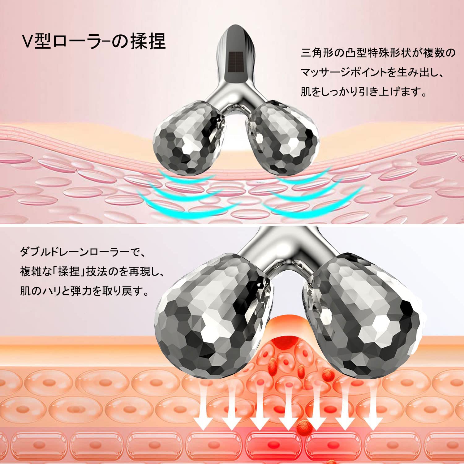 Amazon | 美顔ローラー Y字型美容ローラー マッサージローラー