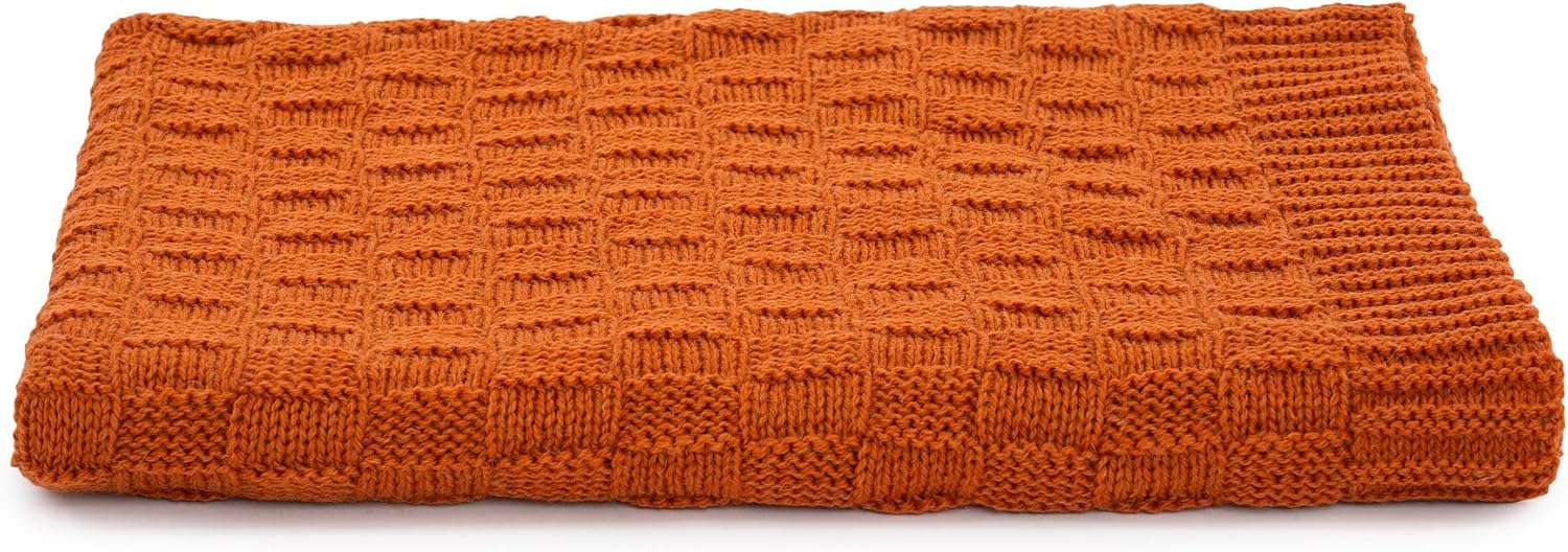 Fisherman Cable Knit Throw/Blanket 100% Virgin Wool 66.93 x 44.88 inches (Savanna) - Image 2