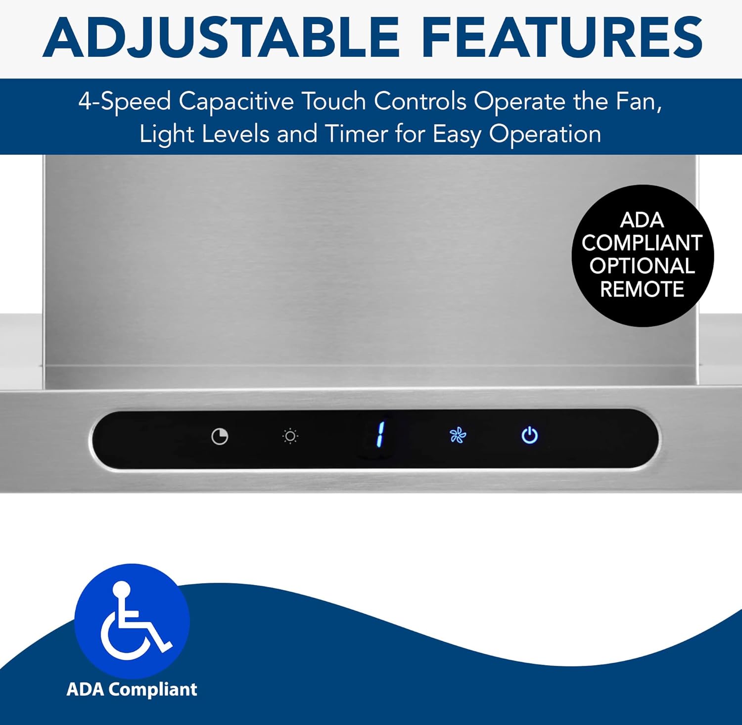 Broan 36" Stainless Steel Convertible Island Range Hood with LED Lighting