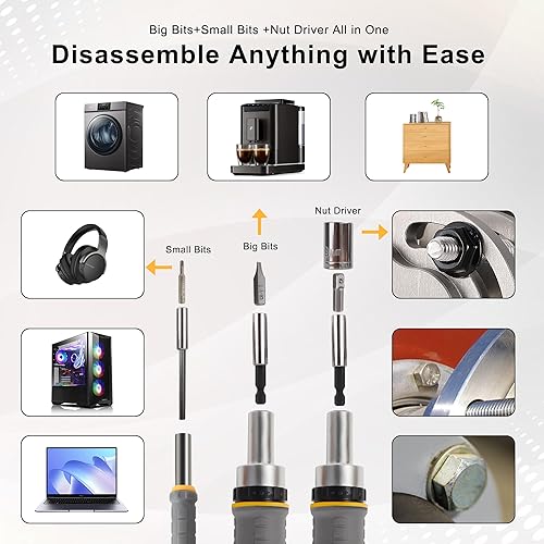 Miniatura 5 de MULWARK Juego de puntas de destornillador y zócalos de 77 piezas, juego de destornilladores de trinquete con estuche, kit de herramientas multiusos