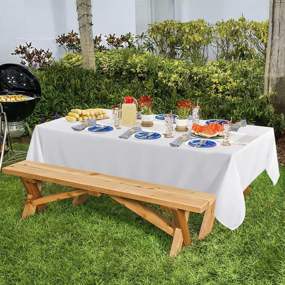 4 Stück Tischdecke Bierzeltgarnitur, Papiertischdecke, Einweg Tischdecke Weiß, Wasserdicht Geburtstag Tischdecken, Plastiktischdecke für Hochzeit, Party, Kindergeburtstag, Weihnachten (137x274 cm) Küche, Haushalt & Wohnen