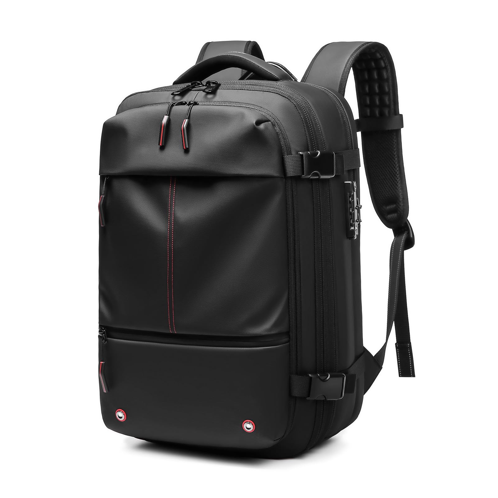 Jectse Zaino a Compressione con Chiusura Sottovuoto Zaino da Viaggio Espandibile Antipioggia per Affari da 25 a 60 Litri, Scomparto per Laptop per Viaggiatori D'affari (BLACK)