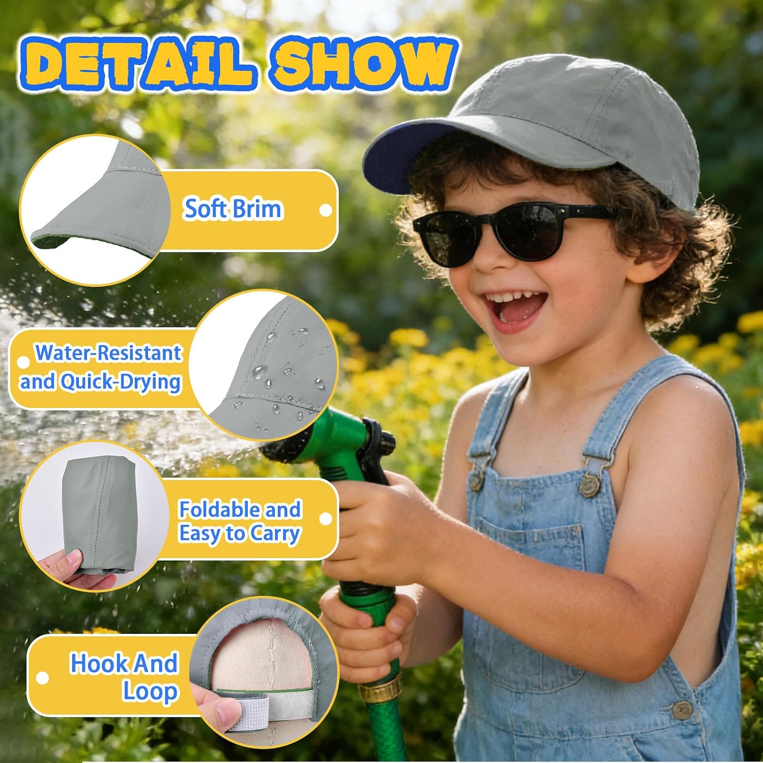 ZOORON Kids Baseball Cap Quick Dry Foldable Lightweight Adjustable Baseball Hat for Boys Girls, Reversible Double-Side-Wear