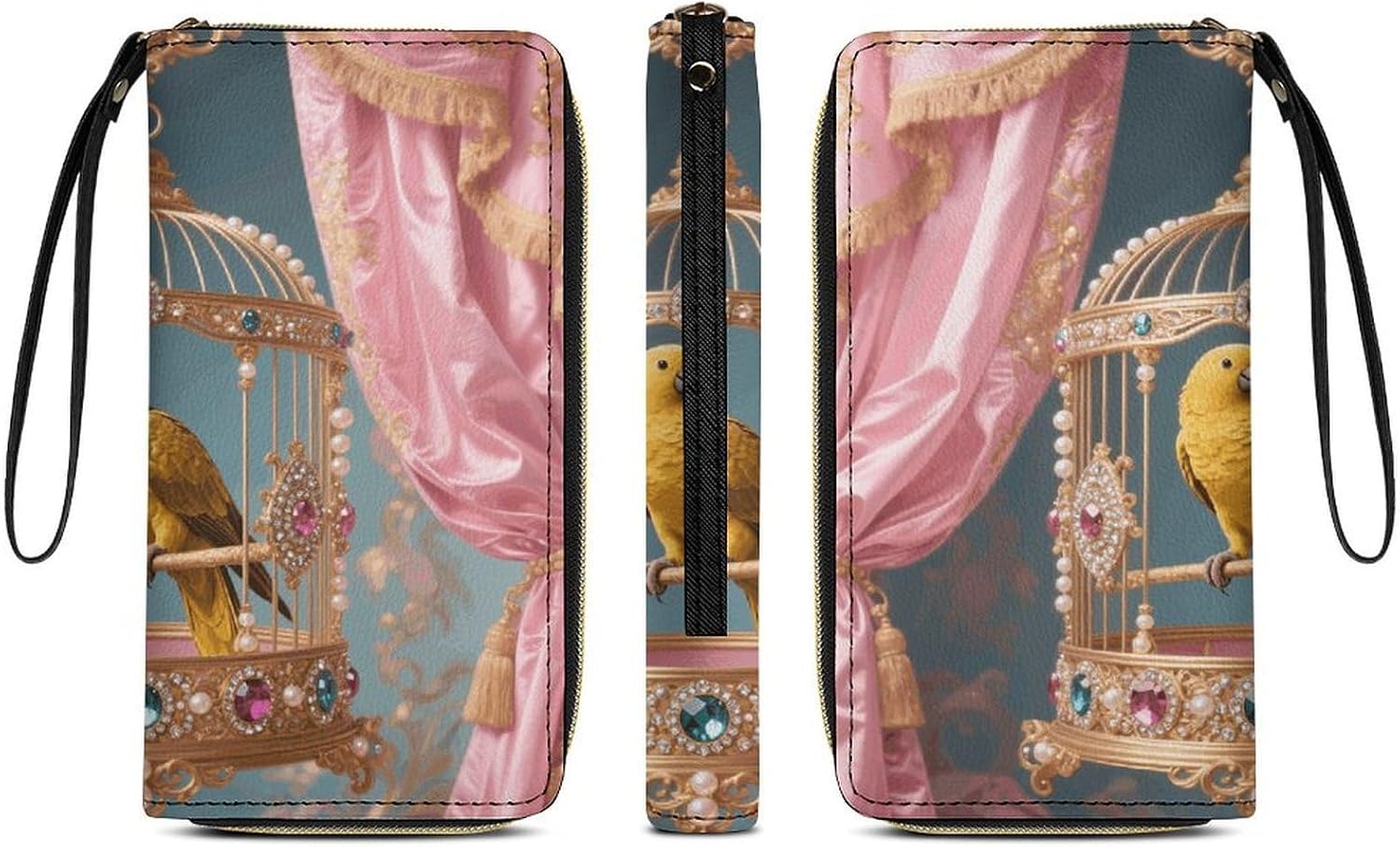 Golden Parrot in Cage PU Leather Stylish Wallet image 3