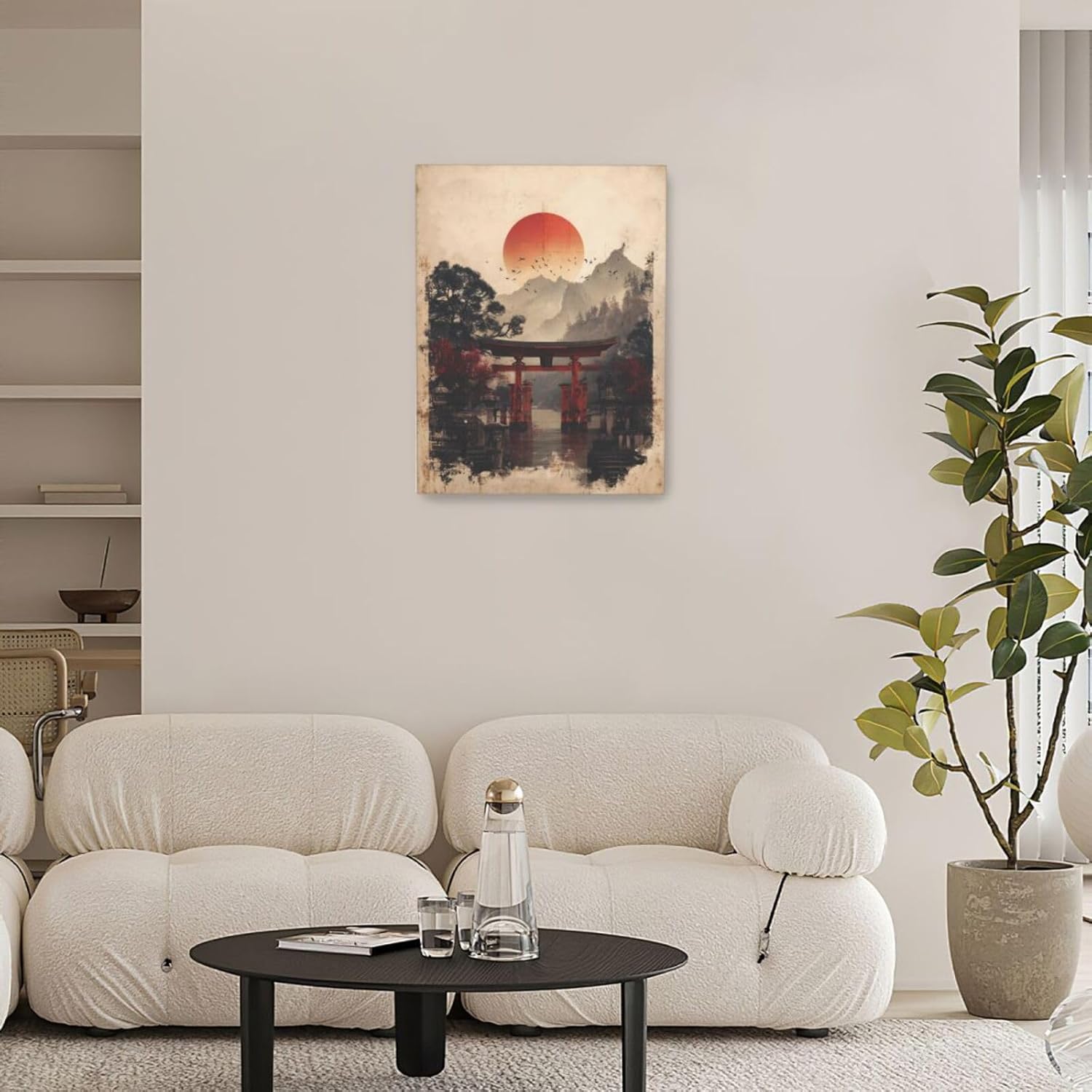 Japanese Shrine Wall Art Oriental Asian Wall Decor Japan Traditional Canvas Pictures Chinese Aesthetic Paintings Prints China Artwork Framed Decorations For Bedroom Living Room Office Gifts 12" x 16"