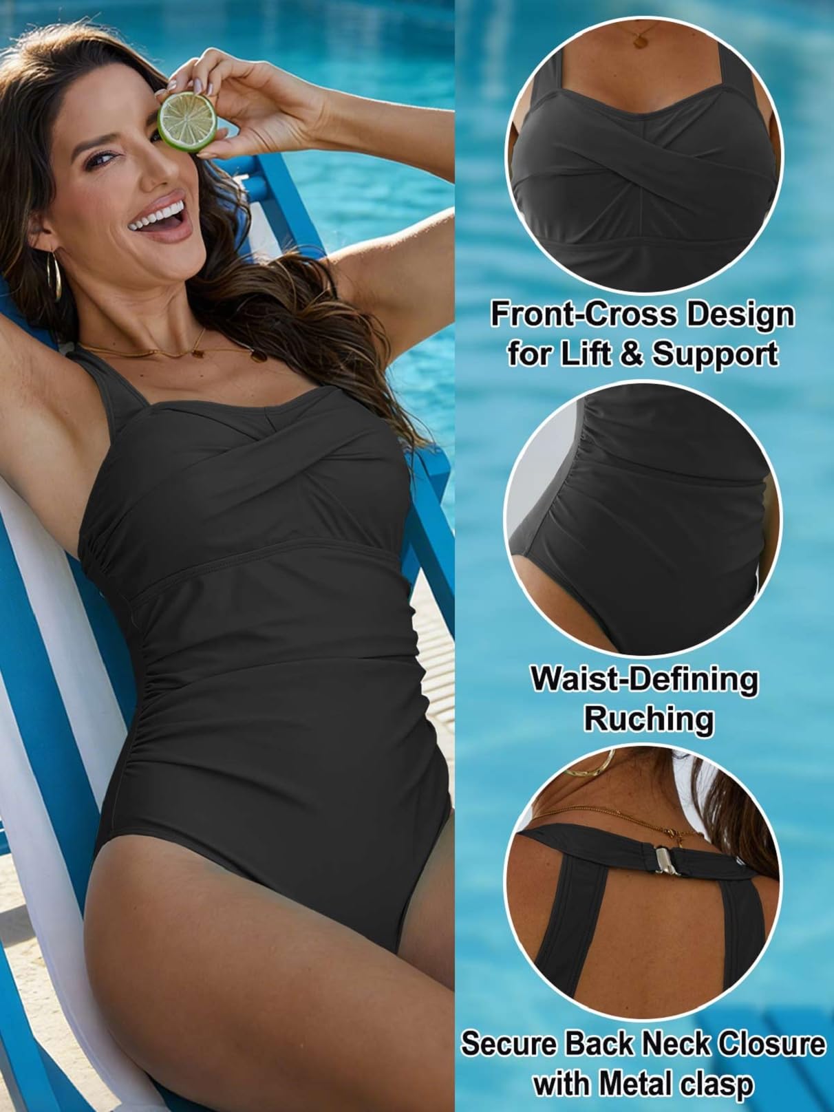 Yutdeng Bañador Mujer Reductor Barriga Traje de Baño Halter Espalda Descubierta Bañador Push Up con Relleno Ropa de Baño Mujer Natacion Bañadores Reductores Vientre Tallas Grandes Swimsuit