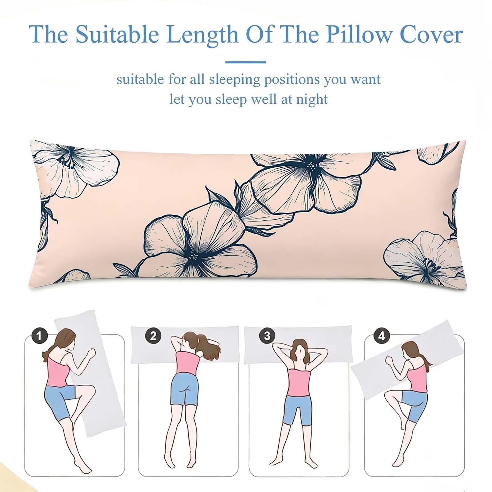 Rosa-30 Federe Cuscino Letto 55 x 160 cm, Grande Cuscini per Divano Lino, | Doppia Faccia Stampa, Semplice-3 Fodera per Cuscino Decorativa, con Cerniera, Cuscino per Dormire Sul Fianco j-156