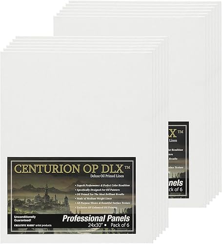 Miniatura 30 de Centurion Paquete de 3 paneles de lienzo de lino imprimados al óleo profesionales de lujo, paneles de lienzo con imprimación mejorada para pintura,